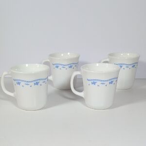 Corningware Vintage Morning Blue Mugs Set Of 4